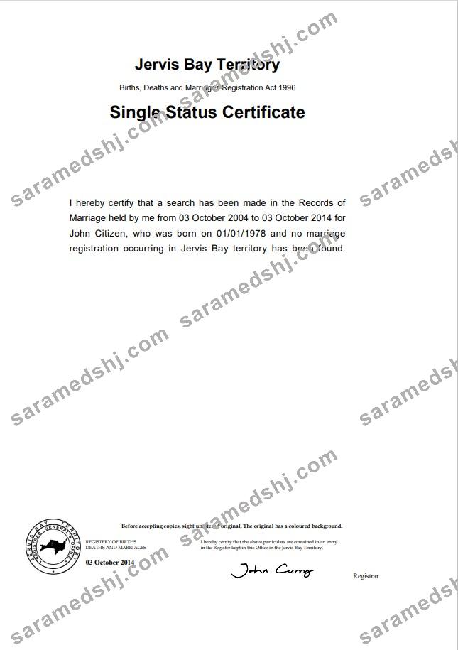Australia Jervis Bay Territory divorce certificate template in Word format